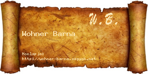 Wohner Barna névjegykártya